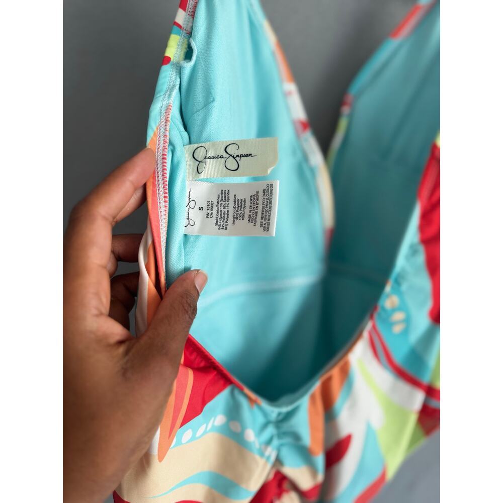 Jessica Simpson women bathing suit size small. one-piece swimsuit. Multicolor - Picture 7 of 9